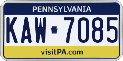 PA license plate KAW7085