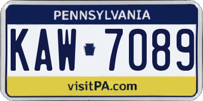 PA license plate KAW7089