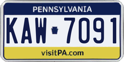 PA license plate KAW7091