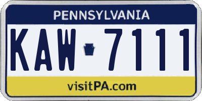 PA license plate KAW7111
