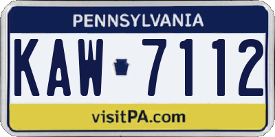 PA license plate KAW7112