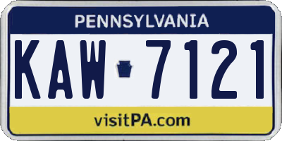 PA license plate KAW7121