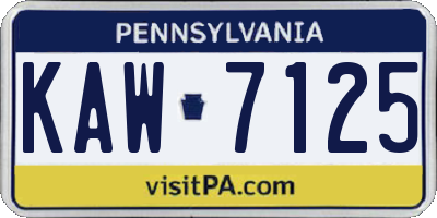 PA license plate KAW7125