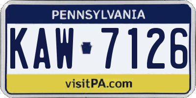 PA license plate KAW7126