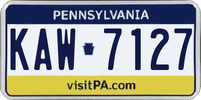 PA license plate KAW7127