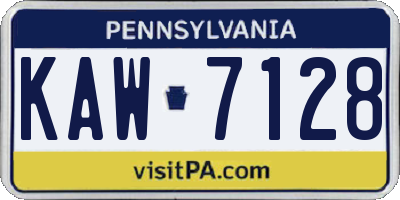 PA license plate KAW7128