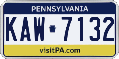 PA license plate KAW7132