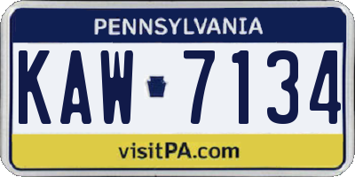 PA license plate KAW7134