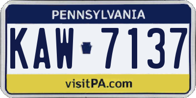 PA license plate KAW7137