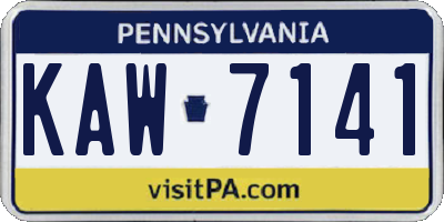 PA license plate KAW7141