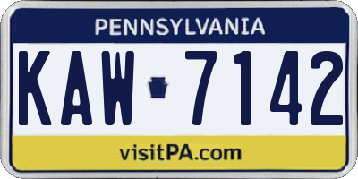PA license plate KAW7142