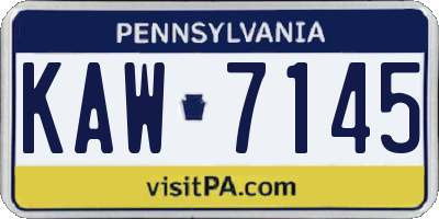 PA license plate KAW7145