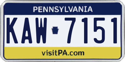 PA license plate KAW7151