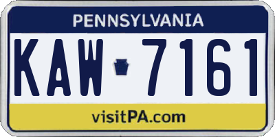 PA license plate KAW7161
