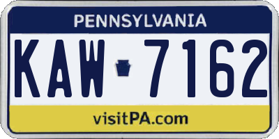 PA license plate KAW7162