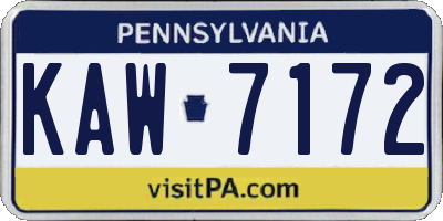 PA license plate KAW7172