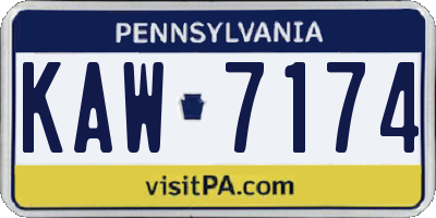 PA license plate KAW7174