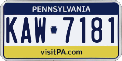 PA license plate KAW7181