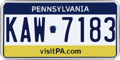 PA license plate KAW7183