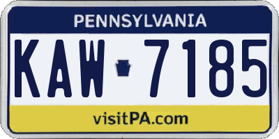 PA license plate KAW7185