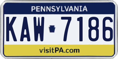 PA license plate KAW7186
