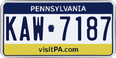 PA license plate KAW7187