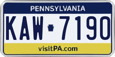 PA license plate KAW7190
