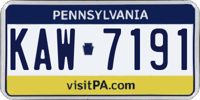 PA license plate KAW7191