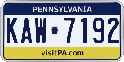 PA license plate KAW7192
