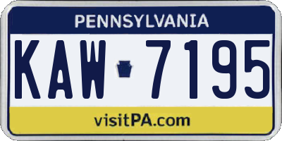 PA license plate KAW7195