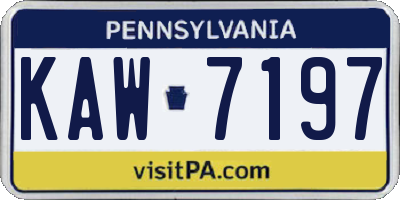 PA license plate KAW7197