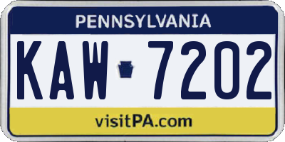 PA license plate KAW7202