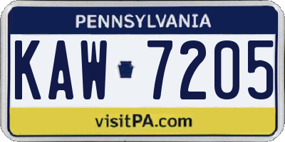 PA license plate KAW7205