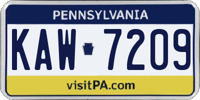 PA license plate KAW7209