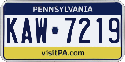 PA license plate KAW7219
