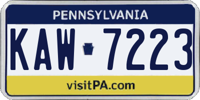 PA license plate KAW7223