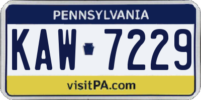 PA license plate KAW7229