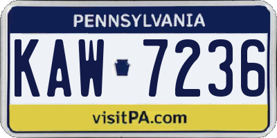 PA license plate KAW7236