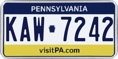 PA license plate KAW7242