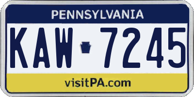 PA license plate KAW7245