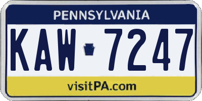 PA license plate KAW7247