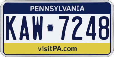 PA license plate KAW7248