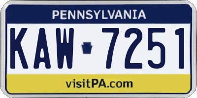 PA license plate KAW7251