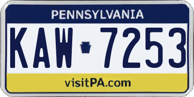 PA license plate KAW7253