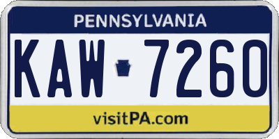 PA license plate KAW7260