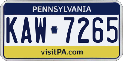 PA license plate KAW7265