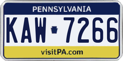 PA license plate KAW7266