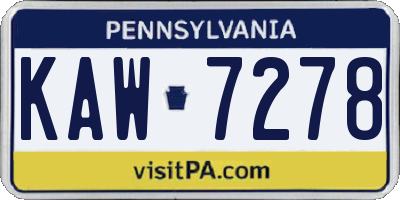 PA license plate KAW7278