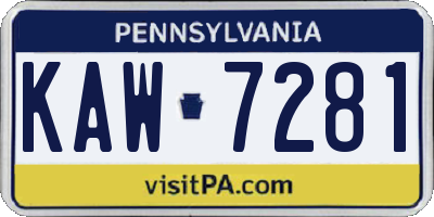 PA license plate KAW7281