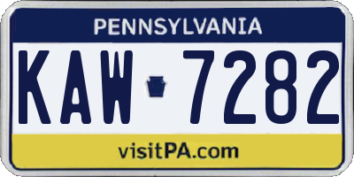 PA license plate KAW7282